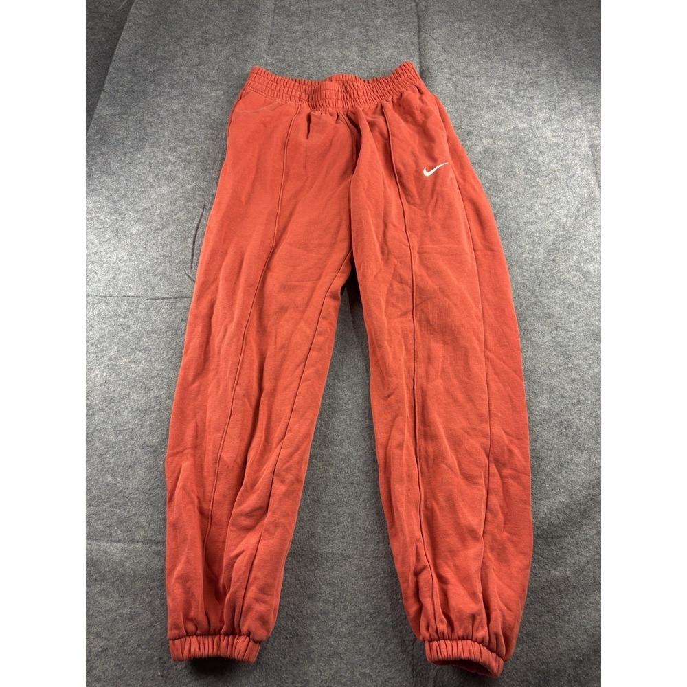 Nike Sweatpants Womens S Orange Baggy Relaxed Fit Sportsclub Joggers Fleece